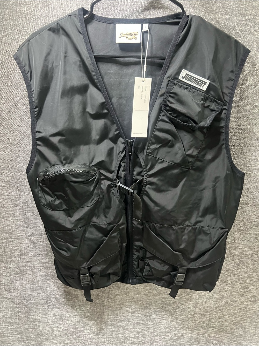 Black Utility Vest - Men's Multi-Pocket Jacket